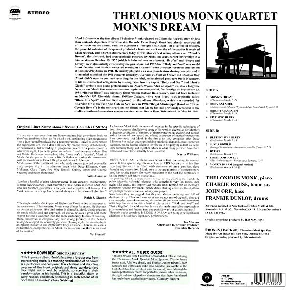 Thelonious Monk Quartet - Monk's Dream (+bonus track) (ltd. ed.) (180g)