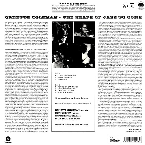 Ornette Coleman - The Shape Of Jazz To Come (+bonus track) (ltd. ed.) (180g)