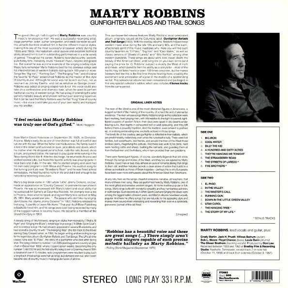 Marty Robbins - Gunfighter Ballads And Trail Songs (+4 bonus tracks) (ltd. ed.) (180g)