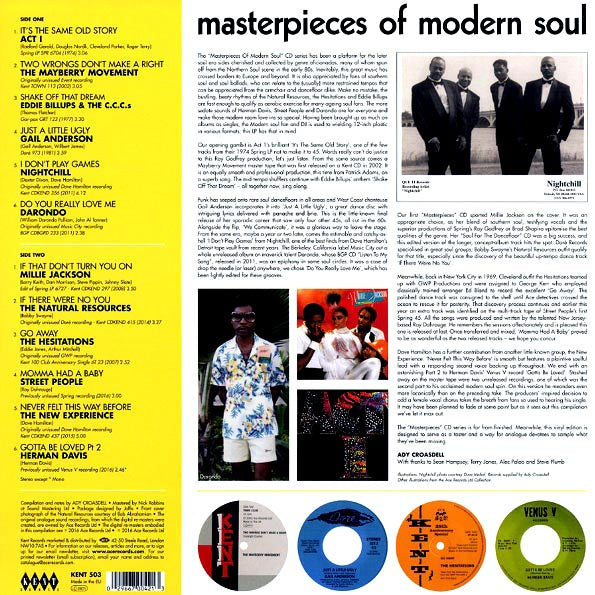 Darondo, Millie Jackson, Act I, The Mayberry Movement, Etc. - Masterpieces Of Modern Soul