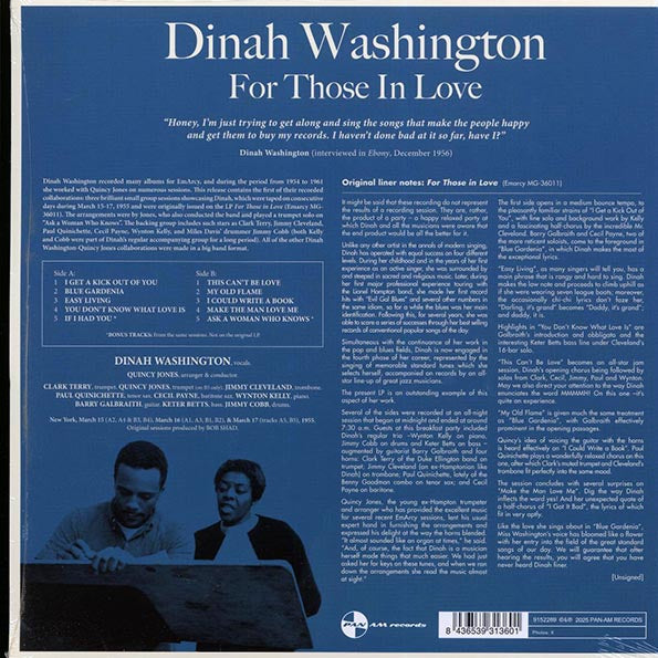 Dinah Washington - For Those In Love (+2 bonus tracks) (ltd. ed.) (180g) (remastered)