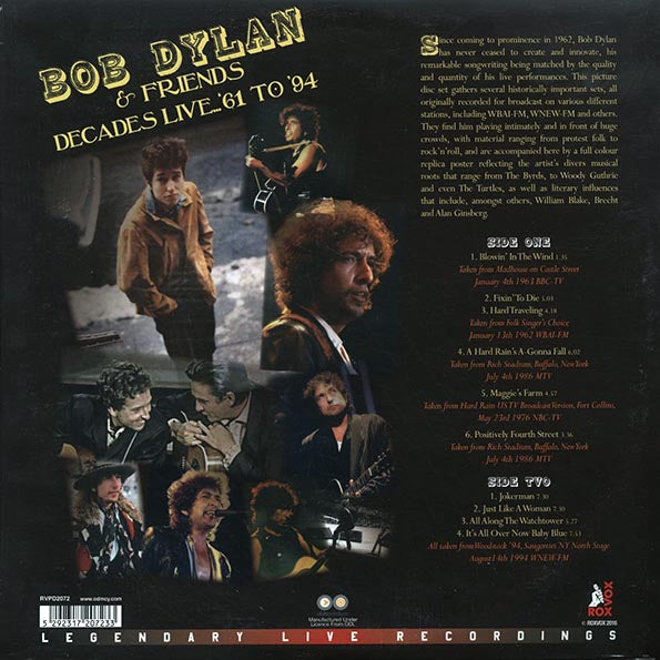 Bob Dylan & Friends - Decades Live: 1961 To 1994 (ltd. ed.) (180g) (picture disc)