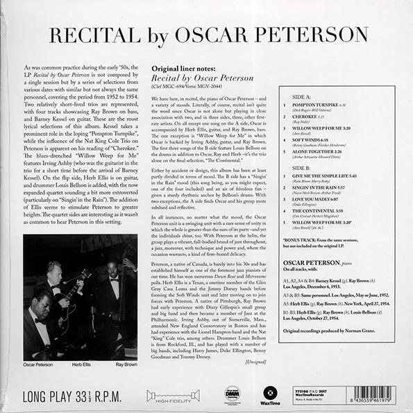 Oscar Peterson - Recital By Oscar Peterson (+bonus track) (ltd. ed.) (180g)