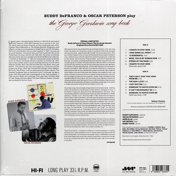 Buddy DeFranco, Oscar Peterson - The George Gershwin Songbook (+2 bonus tracks) (DMM) (ltd. ed.) (180g) (High-Def VV) (remastered)