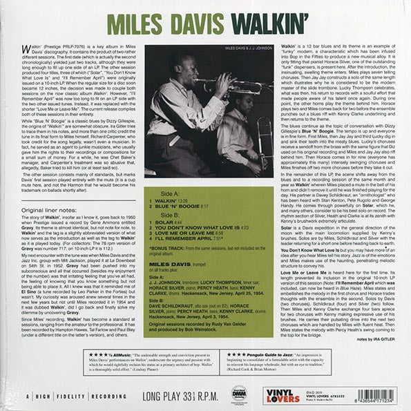 Miles Davis - Walkin' (+bonus track) (ltd. ed.) (180g)