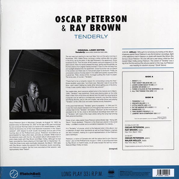Oscar Peterson, Ray Brown - Tenderly (+bonus track) (ltd. ed.) (180g)