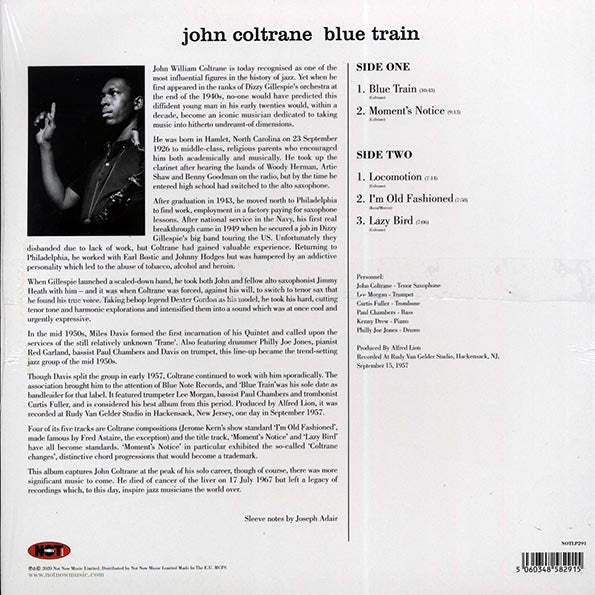 John Coltrane - Blue Train (mono) (180g) (colored vinyl)