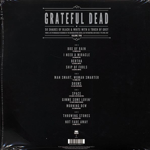 Grateful Dead - 50 Shades Of Black & White With A Touch Of Grey Volume 2: Brendan Byrne Arena, East Rutherford, New Jersey, 7th April 1987 (2xLP)