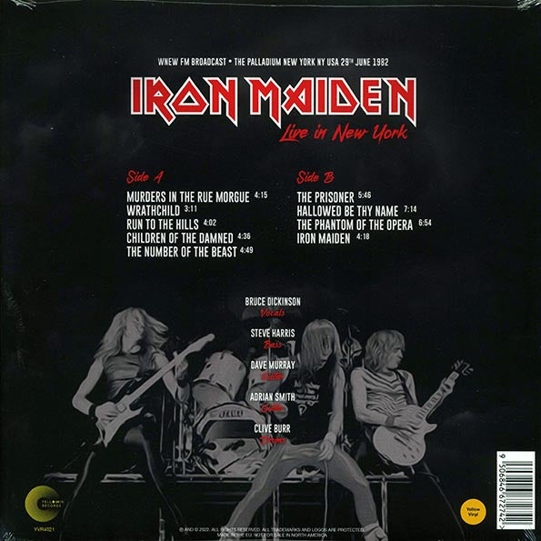 Iron Maiden - Live In New York: The Palladium New York, June 29th 1982 (yellow vinyl)