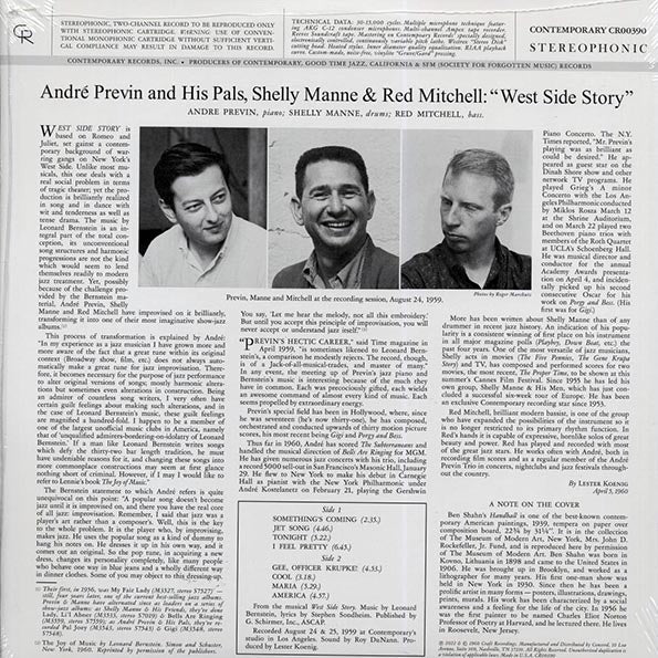Andre Previn & His Pals Shelly Manne & Red Mitchell - West Side Story (180g)