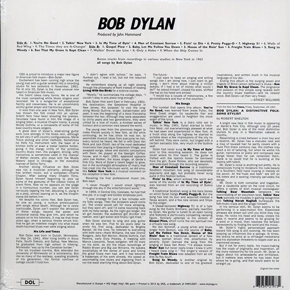 Bob Dylan - Bob Dylan (+5 bonus tracks) (180g)