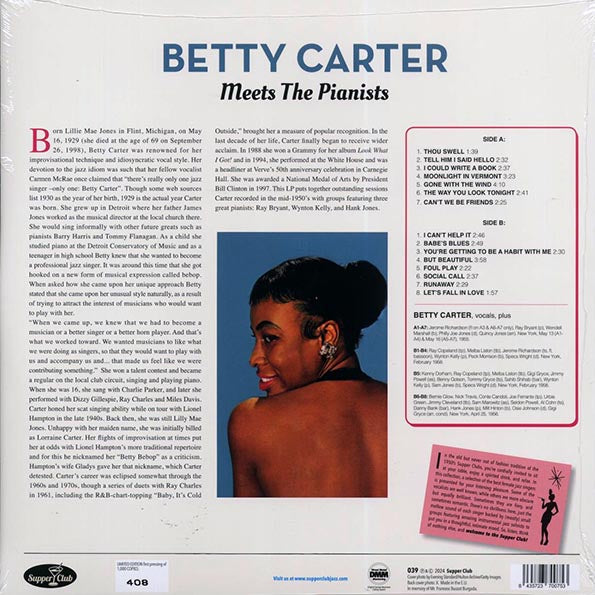 Betty Carter - Meets The Pianists Ray Bryant, Wynton Kelly, Hank Jones (ltd. ed.) (180g)