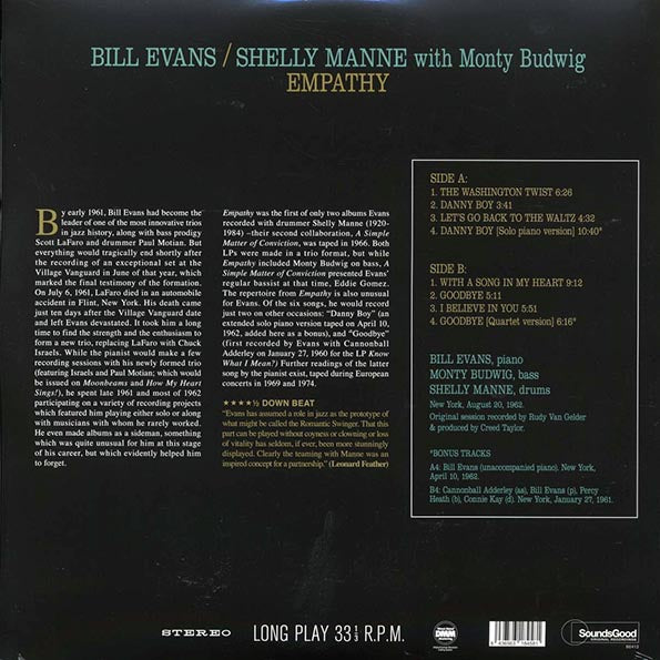 Bill Evans, Shelly Manne, Monty Budwig - Empathy (+2 bonus tracks) (ltd. ed.) (180g)