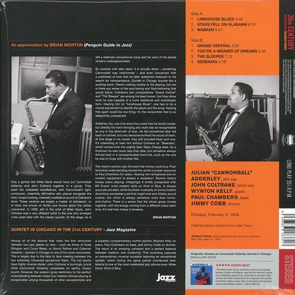 Cannonball Adderley, John Coltrane - Quintet In Chicago (+bonus track) (ltd. ed.) (180g) (blue vinyl)