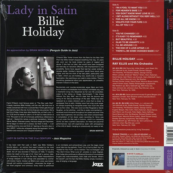Billie Holiday - Lady In Satin (+3 bonus tracks) (ltd. ed.) (180g) (purple vinyl)