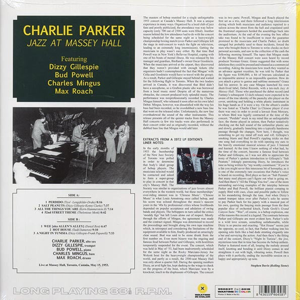 Charlie Parker, Dizzy Gillespie, Bud Powell, Charles Mingus, Max Roach - Jazz At Massey Hall (ltd. ed.) (180g) (yellow vinyl)