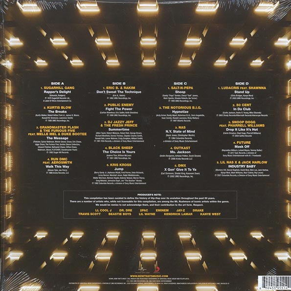 Sugarhill Gang, Grandmaster Flash, Public Enemy, Nas, Notorious BIG, OutKast, 50 Cent, Snoog Dogg, Future, Run-DMC, Etc. - Now That's What I Call Hip-Hop At 50 (2xLP) (black ice vinyl)