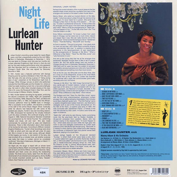 Lurlean Hunter - Night Life (+3 bonus tracks) (ltd. ed.) (180g)