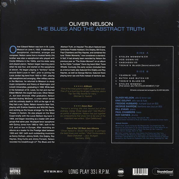 Oliver Nelson - The Blues And The Abstract Truth (+2 bonus tracks) (180g) (remastered)