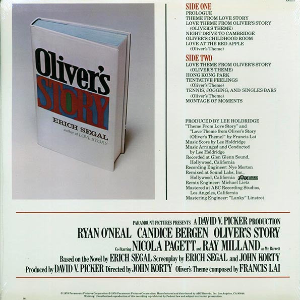 Lee Holdridge - Oliver's Story: Music From The Original Soundtrack Of The Paramount Picture (1978 ORIGINAL PRESS) (orig. press) (marked/ltd stock)