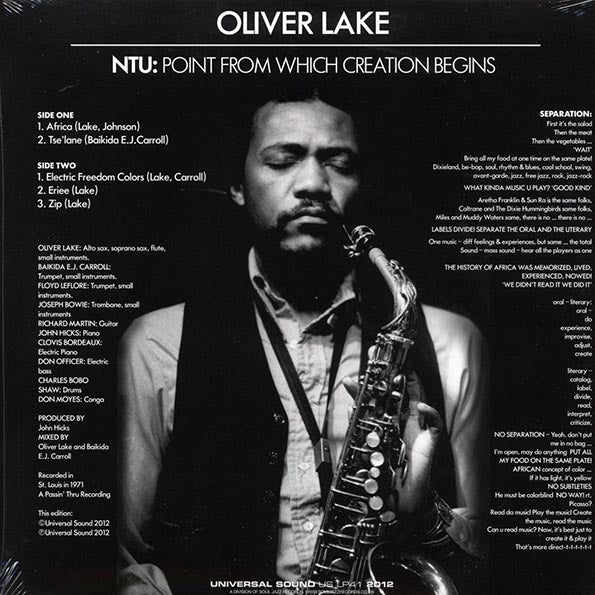 Oliver Lake - NTU: Point From Which Creation Begins