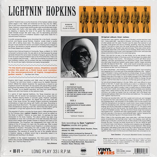 Lightnin' Hopkins - Lightnin' Hopkins (+2 bonus tracks) (ltd. ed.) (180g)