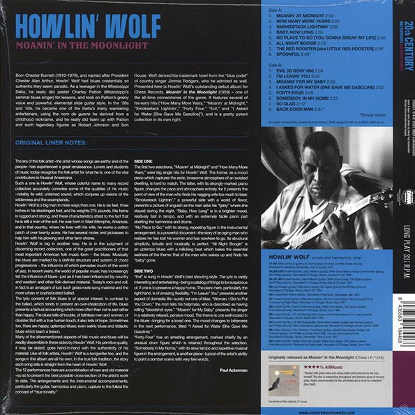 Howlin' Wolf - Moanin' In The Moonlight (+3 bonus tracks) (ltd. ed.) (180g) (blue vinyl)