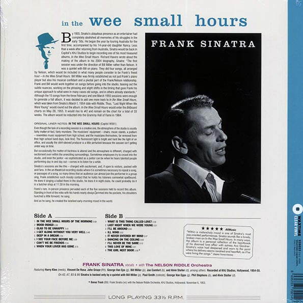 Frank Sinatra - In The Wee Small Hours (+bonus track) (ltd. ed.) (180g) (clear vinyl)
