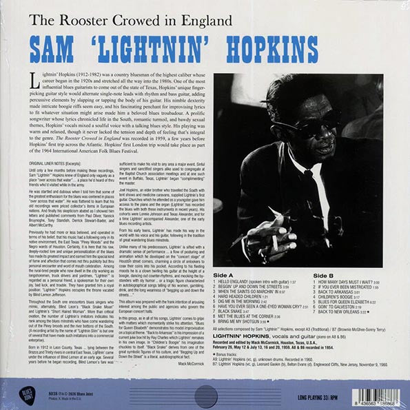 Lightnin' Hopkins - The Rooster Crowed in England (+2 bonus tracks) (ltd. ed.) (180g)