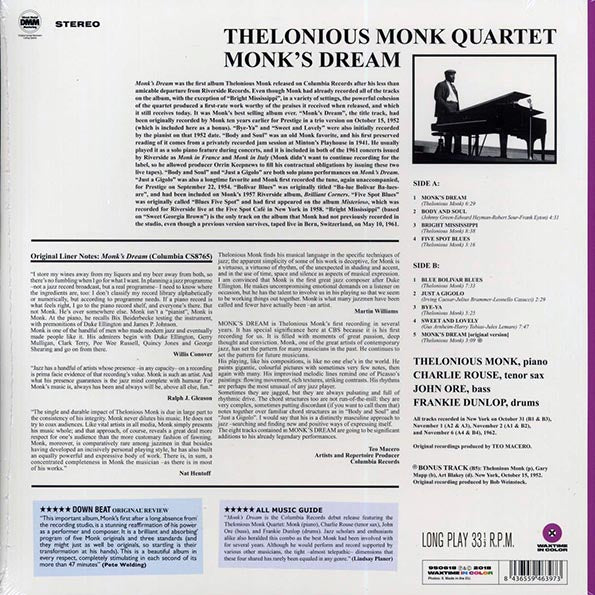 Thelonious Monk Quartet - Monk’s Dream (+bonus track) (ltd. ed.) (180g) (purple vinyl)