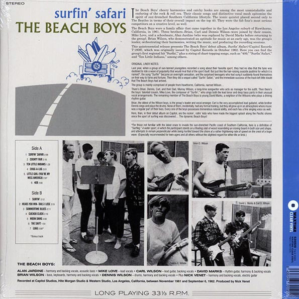 The Beach Boys - Surfin' Safari (+bonus track) (ltd. ed.) (180g) (clear vinyl)