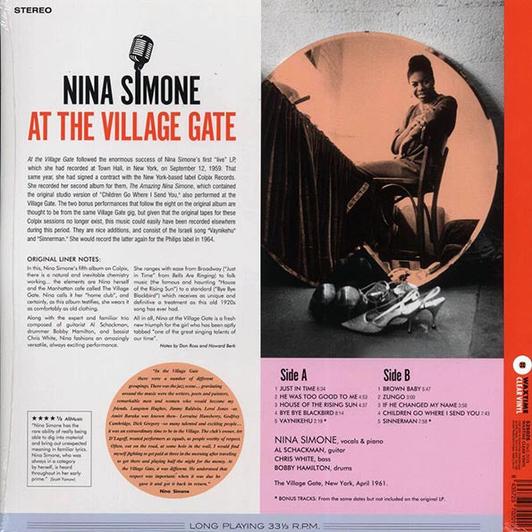 Nina Simone - At The Village Gate (+2 bonus tracks) (ltd. ed.) (180g) (clear vinyl)