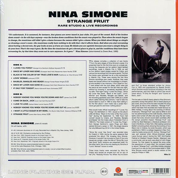 Nina Simone - Strange Fruit, Rare Studio & Live Recordings (ltd. ed.) (180g) (orange vinyl)
