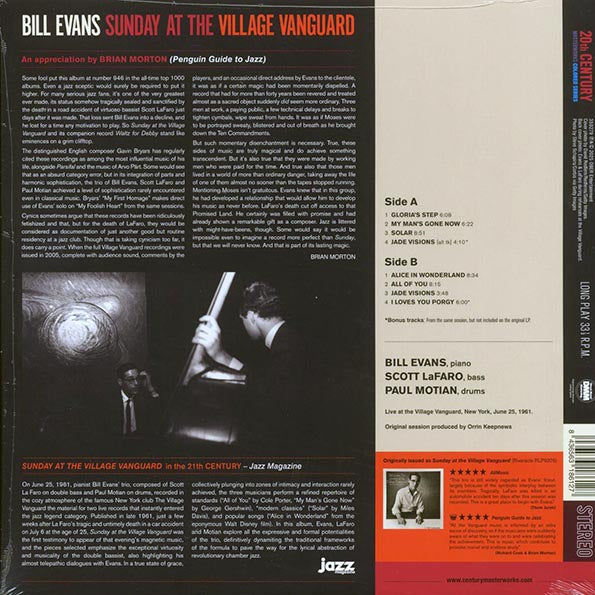 Bill Evans Trio - Sunday At The Village Vanguard (+2 bonus tracks) (ltd. ed.) (180g) (red vinyl)