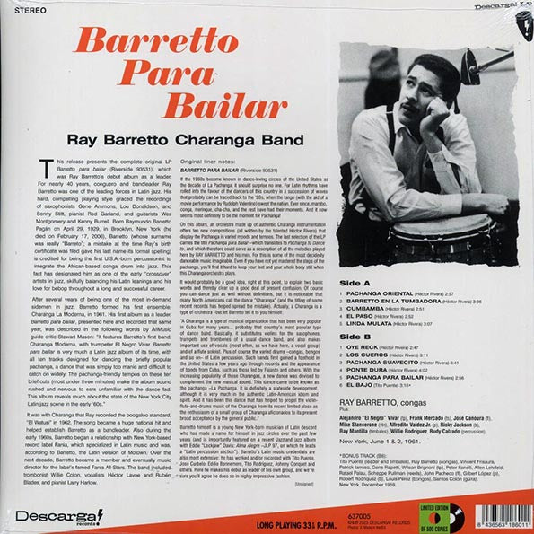 Ray Barretto Charanga Band - Barretto Para Bailar (+bonus track) (ltd. ed.) (180g)