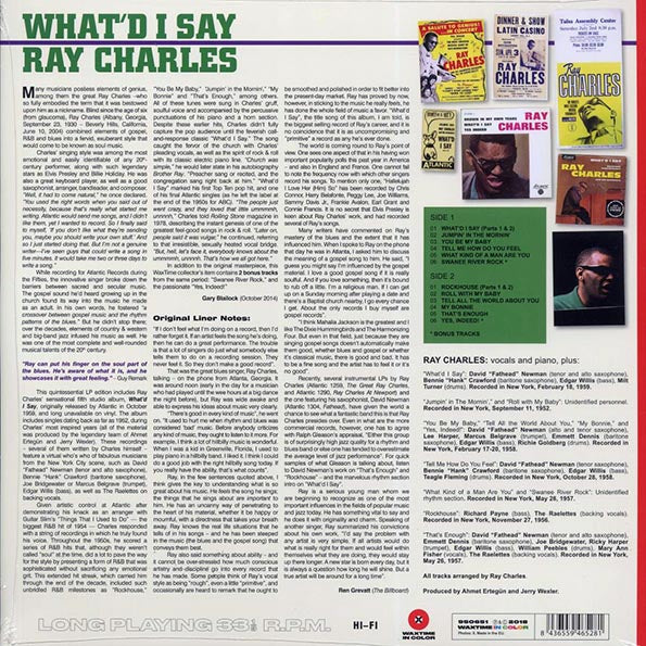 Ray Charles - What’d I Say (+2 bonus tracks) (ltd. ed.) (180g) (red vinyl)
