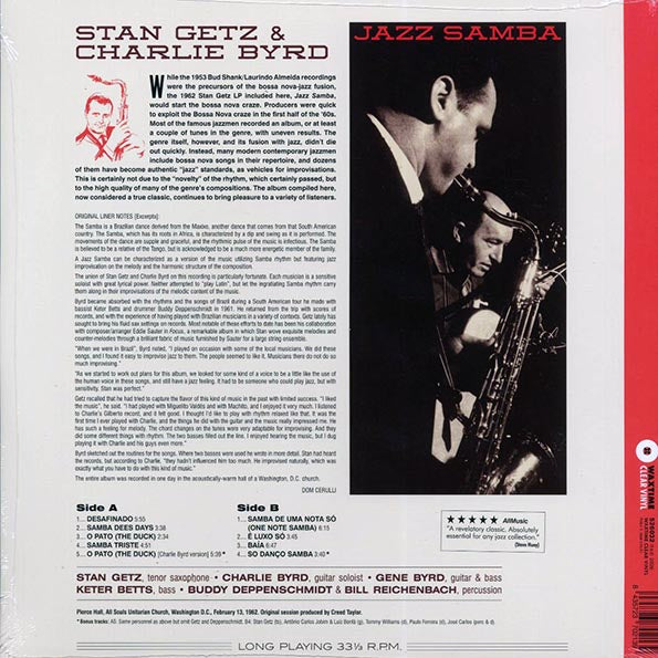 Stan Getz, Charlie Byrd - Jazz Samba (+2 bonus tracks) (ltd. ed.) (180g) (clear vinyl)