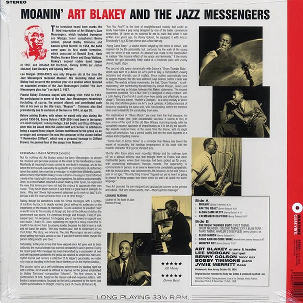 Art Blakey & The Jazz Messengers - Moanin' (+2 bonus tracks) (ltd. ed.) (180g) (clear vinyl)
