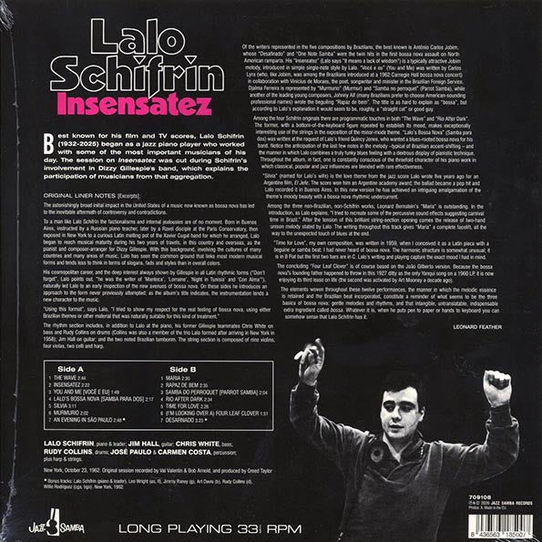 Lalo Schifrin - Insensatez (+2 bonus tracks) (ltd. ed.) (180g)