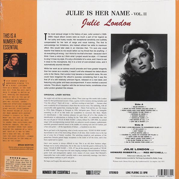 Julie London - Julie Is Her Name Volume 2 (+6 bonus tracks) (ltd. ed.) (180g)
