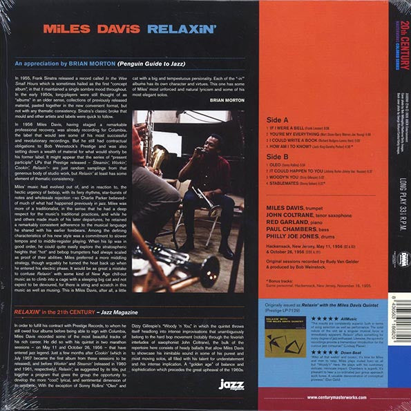 Miles Davis - Relaxin' (+2 bonus tracks) (ltd. ed.) (180g) (blue vinyl)