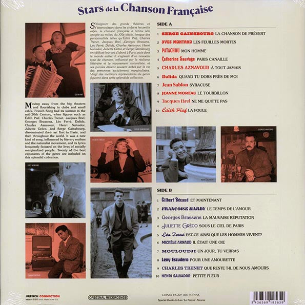 Serge Gainsbourg, Yves Montand, Jacques Brel, Dalida, Edith Piaf, Etc. - Stars De La Chanson Francaise (20 tracks) (ltd. ed.) (180g)