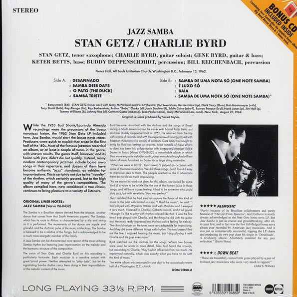 Stan Getz, Charlie Byrd - Jazz Samba (ltd. ed.) (180g) (incl. CD)