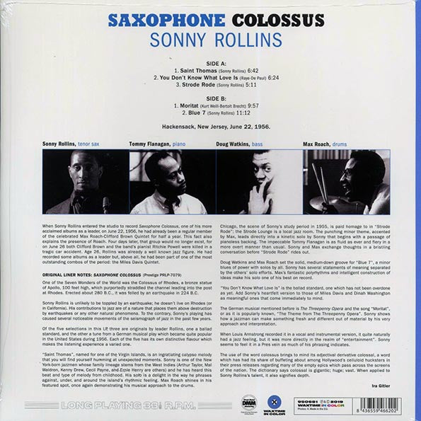 Sonny Rollins - Saxophone Colossus (ltd. ed.) (180g) (blue vinyl)