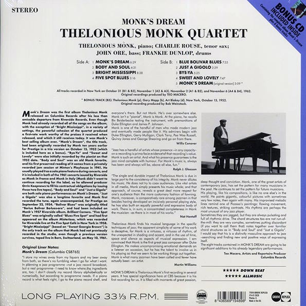 Thelonious Monk Quartet - Monk's Dream (+bonus track) (ltd. ed.) (180g) (incl. CD)
