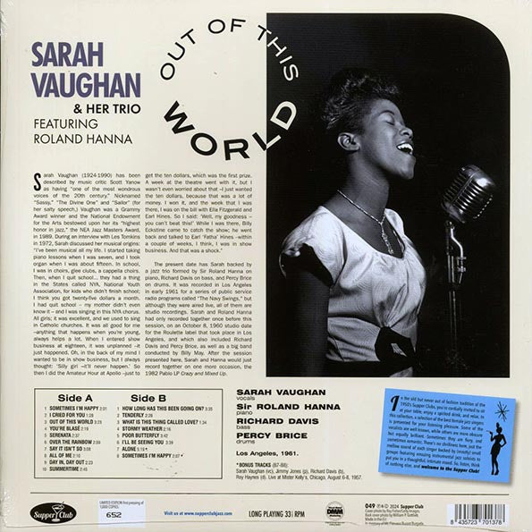 Sarah Vaughan & Her Trio - Out Of The World (+2 bonus tracks) (ltd. ed.) (180g)