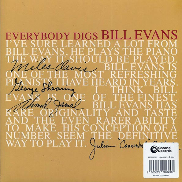 Bill Evans Trio - Everybody Digs Bill Evans (180g) (clear vinyl)