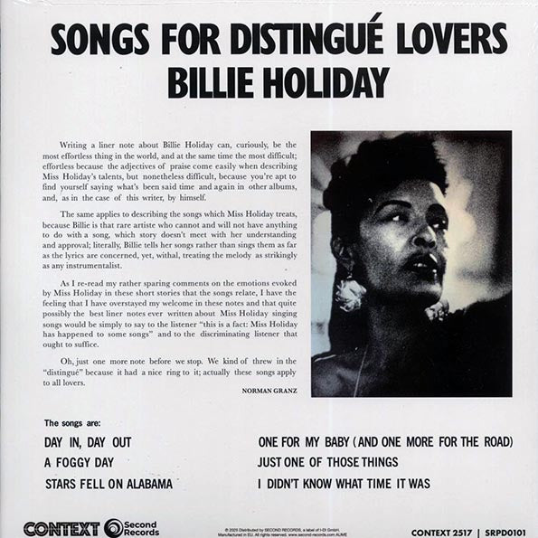 Billie Holiday - Songs For Distingue Lovers (180g)