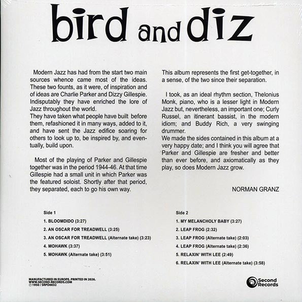 Charlie Parker, Dizzy Gillespie - Bird And Diz (180g)