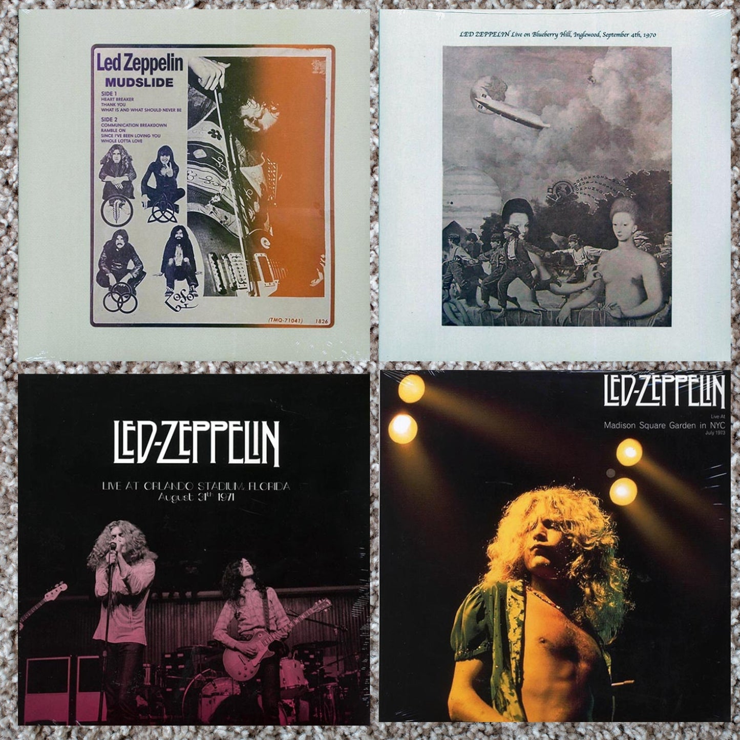 Led Zeppelin Lot of 4 Live Vinyl: MSG NYC Orlando Blueberry Hill Mudslide Ltd Ed